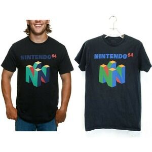 Nintendo 64 T Shirt XS Black 90s Retro Video Game Graphic N64 Cube Logo Tee